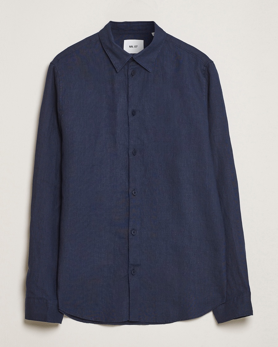NN07 Enzo Linen Shirt Navy Blue – Blu