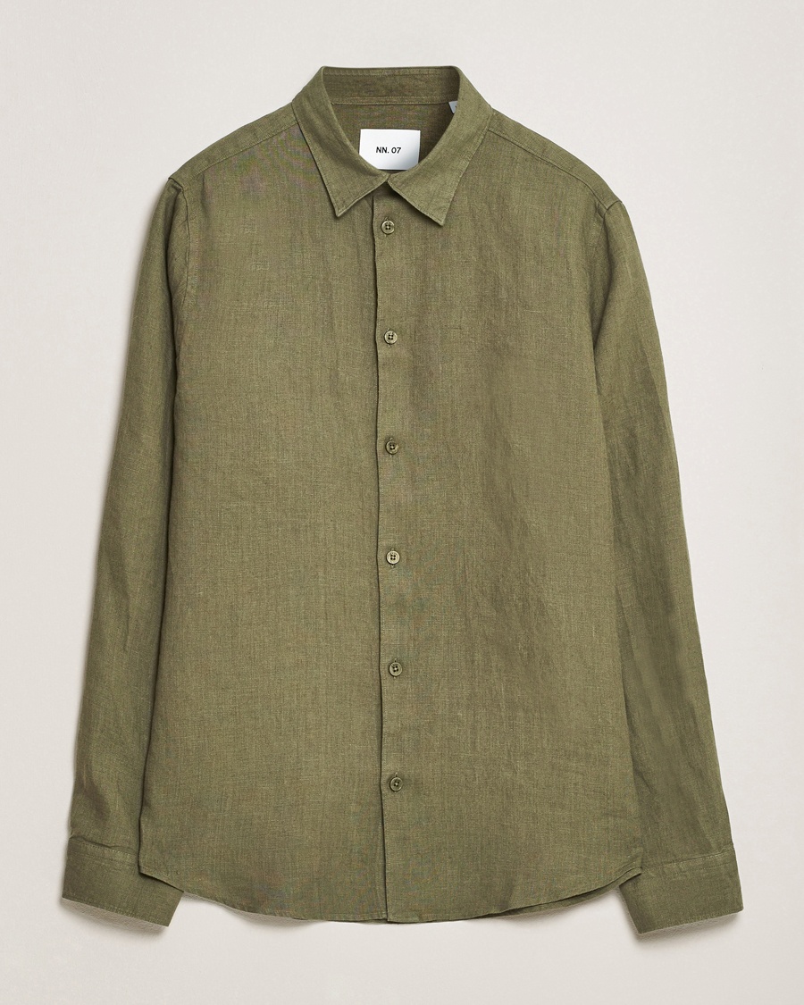 NN07 Enzo Linen Shirt Capers Green – Verde
