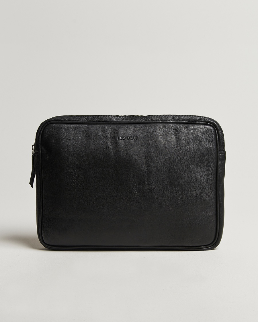 LES DEUX Leather Laptop Sleeve Black – Nero