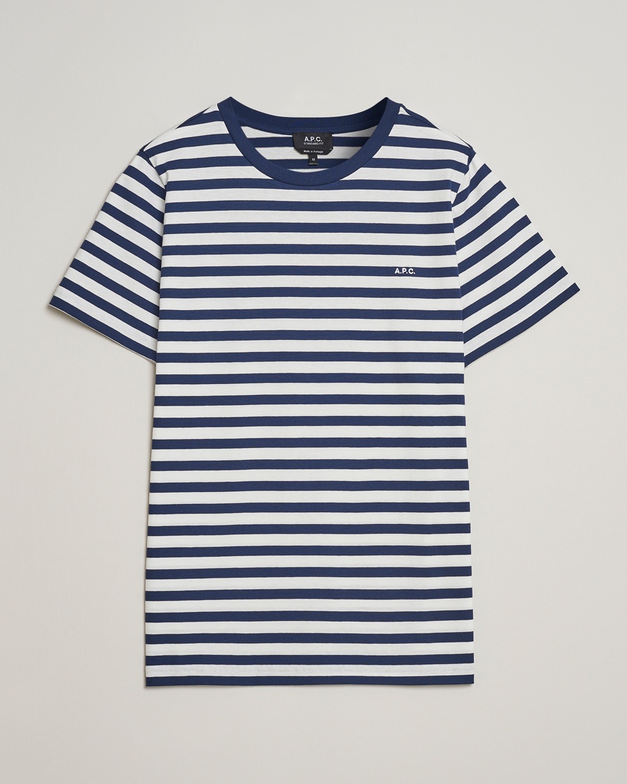 A.P.C. Striped T-Shirt Navy/White – Bianco