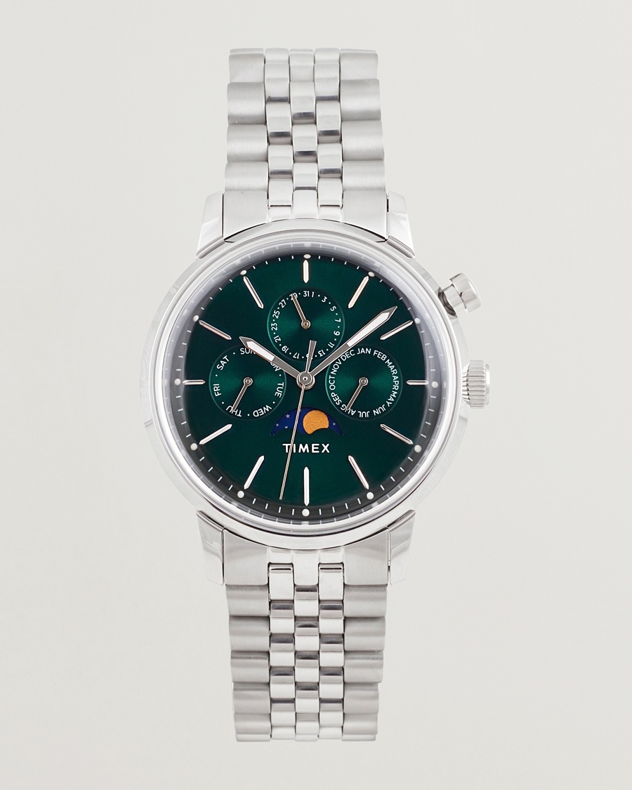 Timex Marlin Moon Phase Quartz Steel 40mm Green Dial – Argento