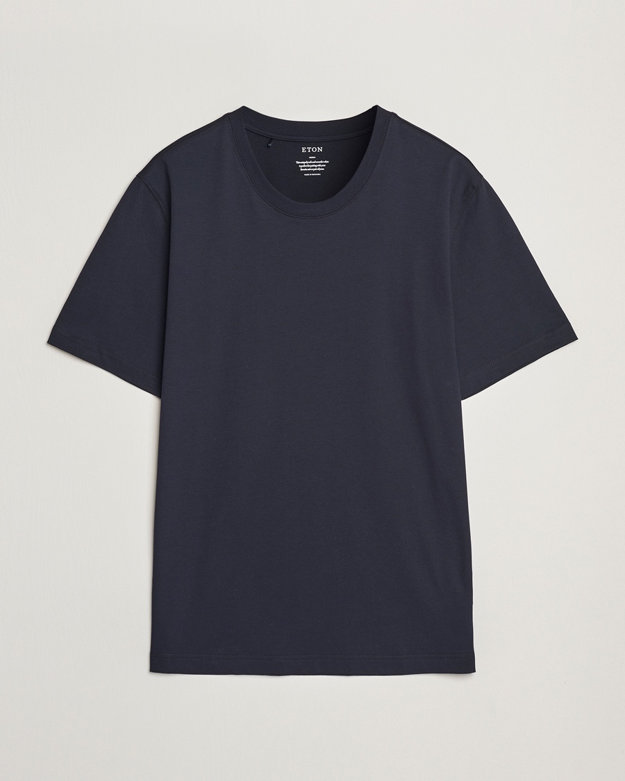 Eton Mercerized Jersey Crew Neck T-Shirt Navy Blue – Blu