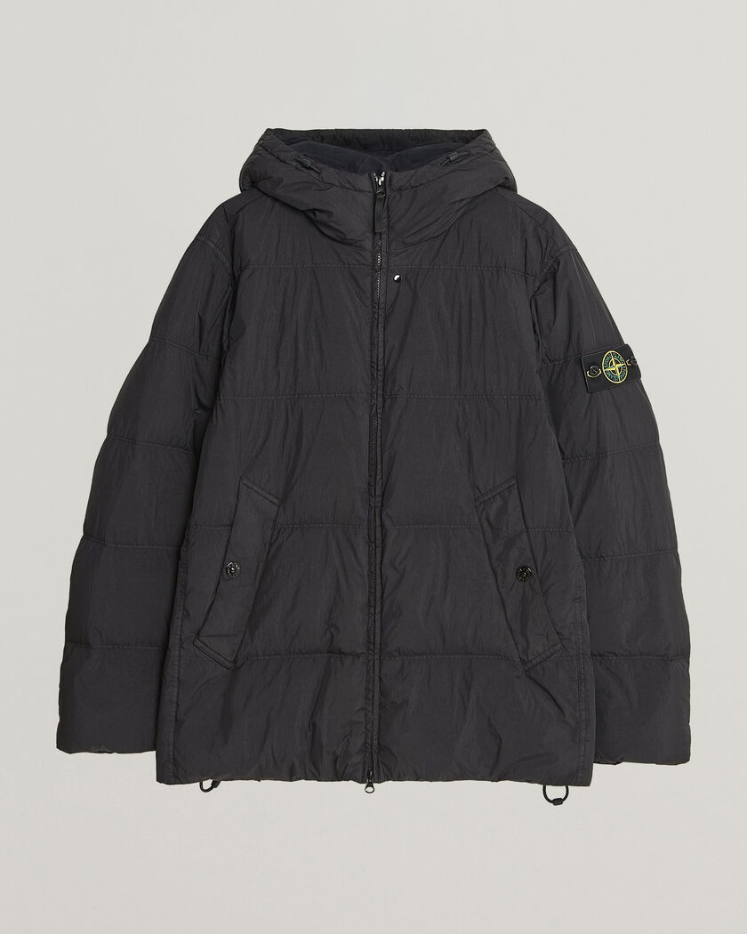 Stone Island Crinkle Reps Padded Hood Down Jacket Black – Nero