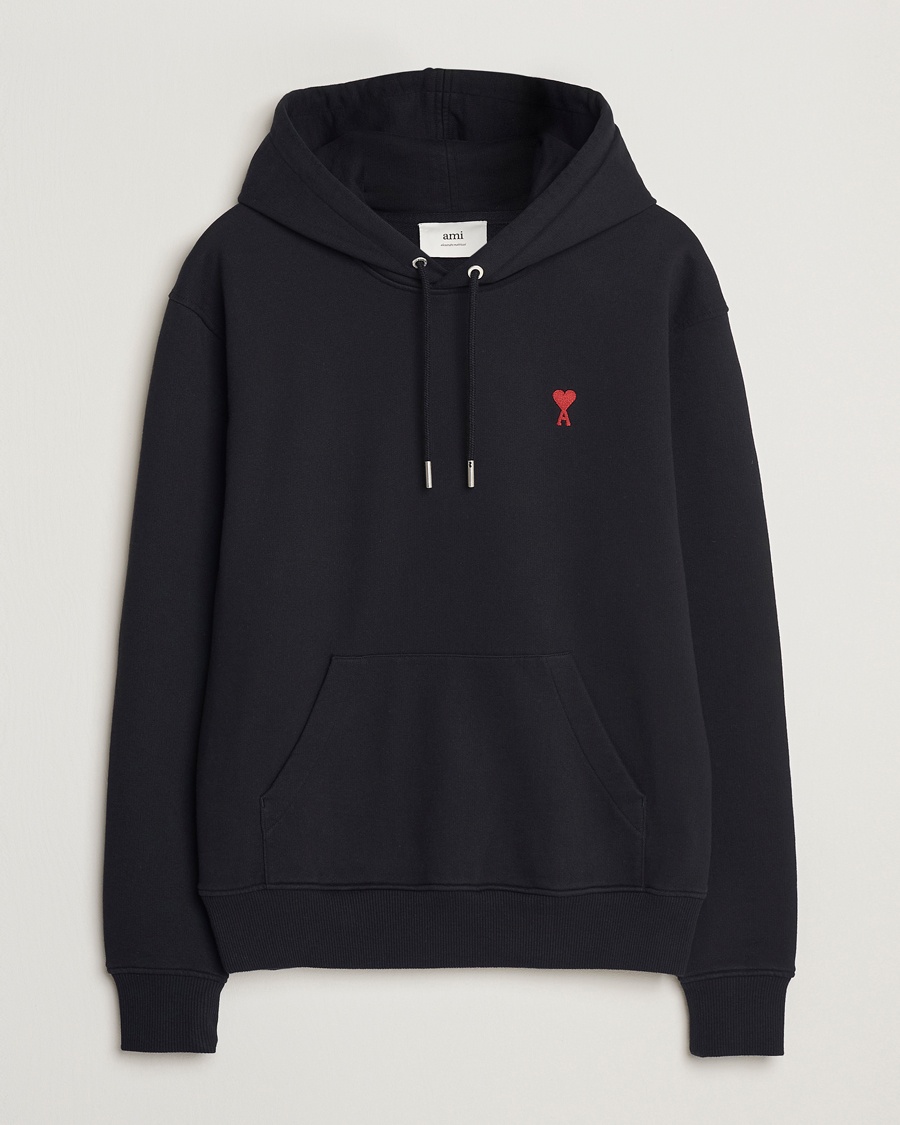 AMI Heart Logo Hoodie Black – Nero