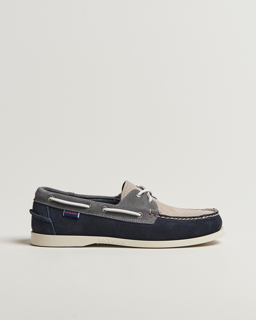 Sebago Docksides Portland Jib Boat Shoe Navy/Grey – Blu