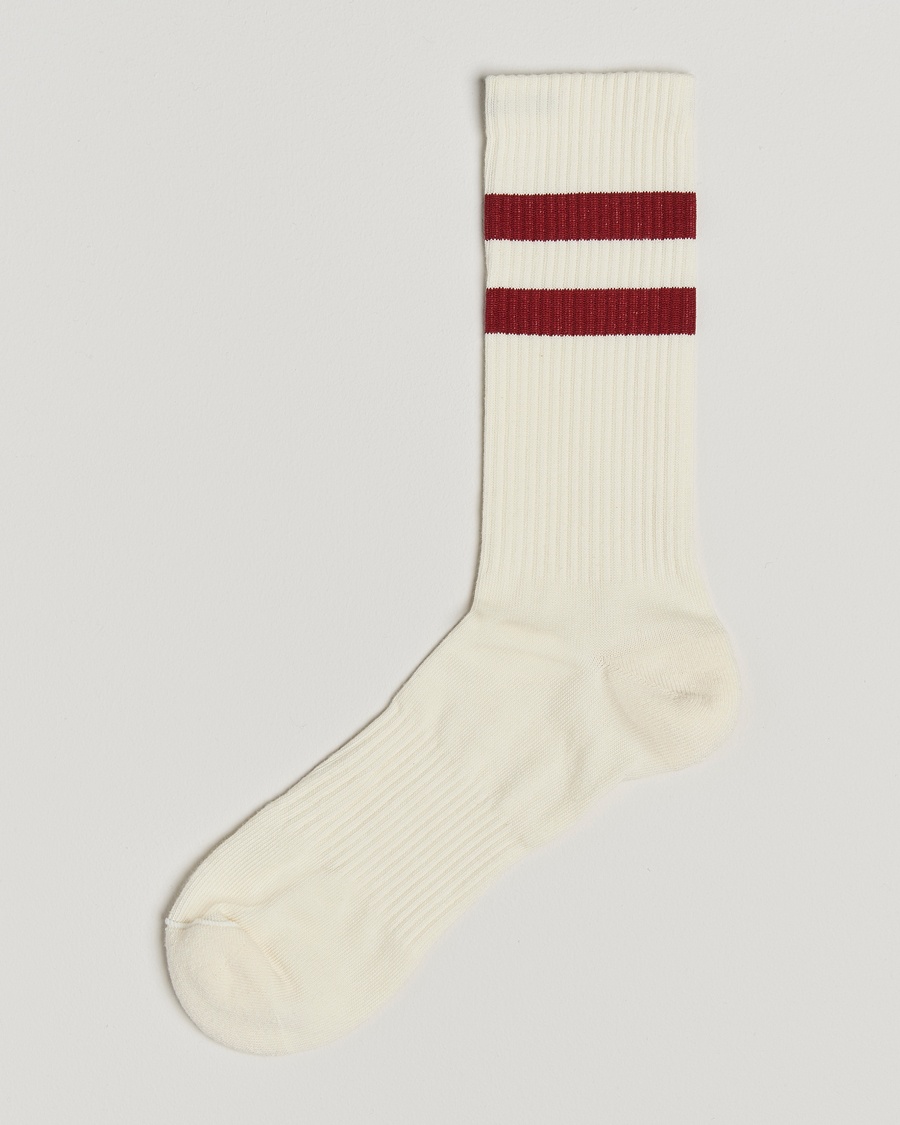 Sweyd Two Stripe Cotton Socks White/Red – Bianco