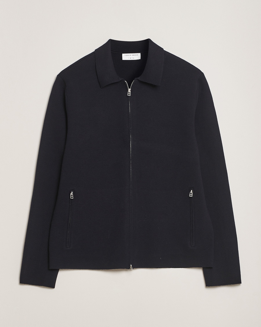 Tiger of Sweden Celyn Cotton/Wool Full Zip Light Ink – Blu