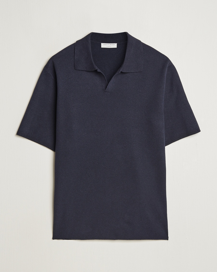 Tiger of Sweden Maelon Cotton/Linen Polo Light Ink – Blu