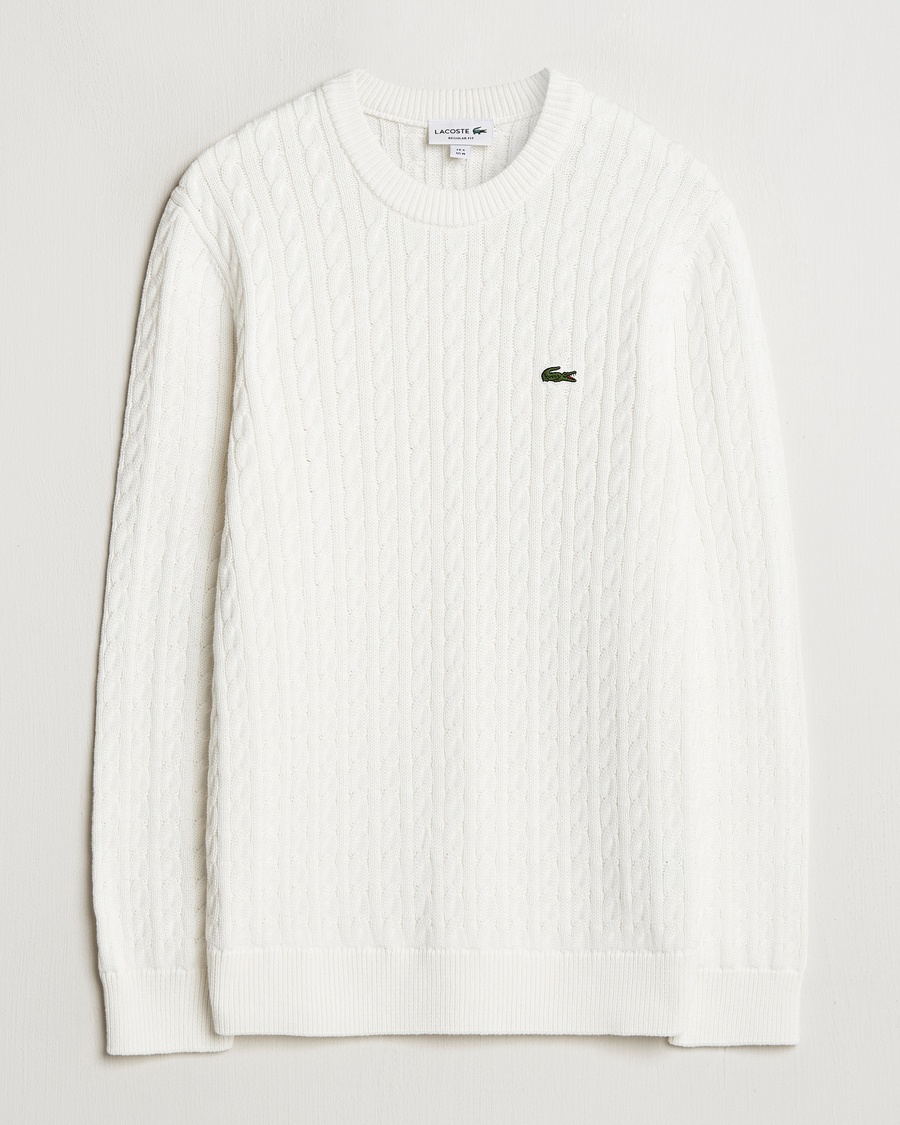 Lacoste Cotton Cable Sweater Flour – Bianco
