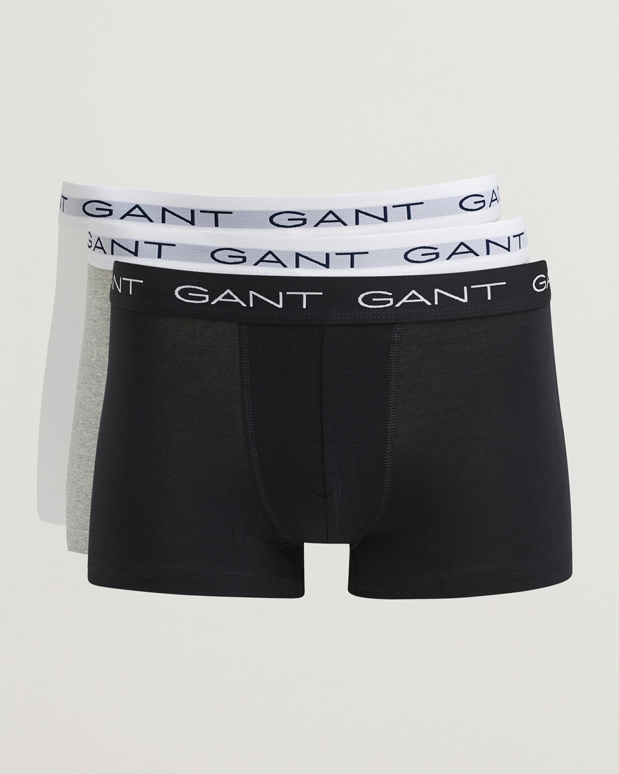 Gant 3-Pack Trunks Light Grey Melange/Black/White – Grigio