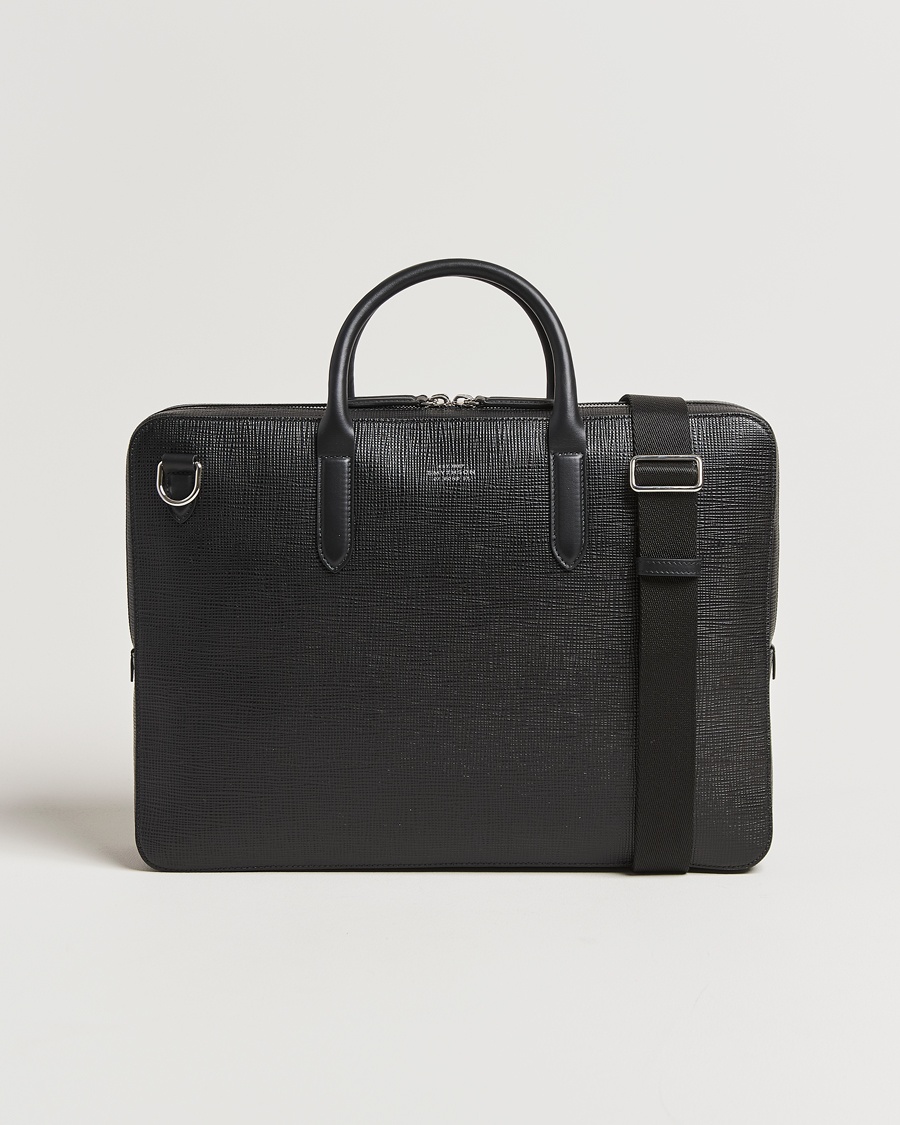 Smythson Panama Large Lightweight Briefcase Black – Nero