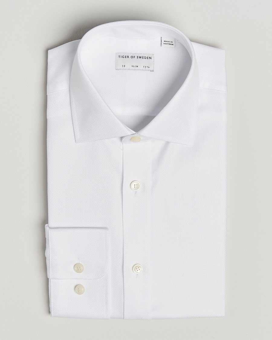 Tiger of Sweden Adley Structured Slim Fit Cut Away Shirt White – Bianco