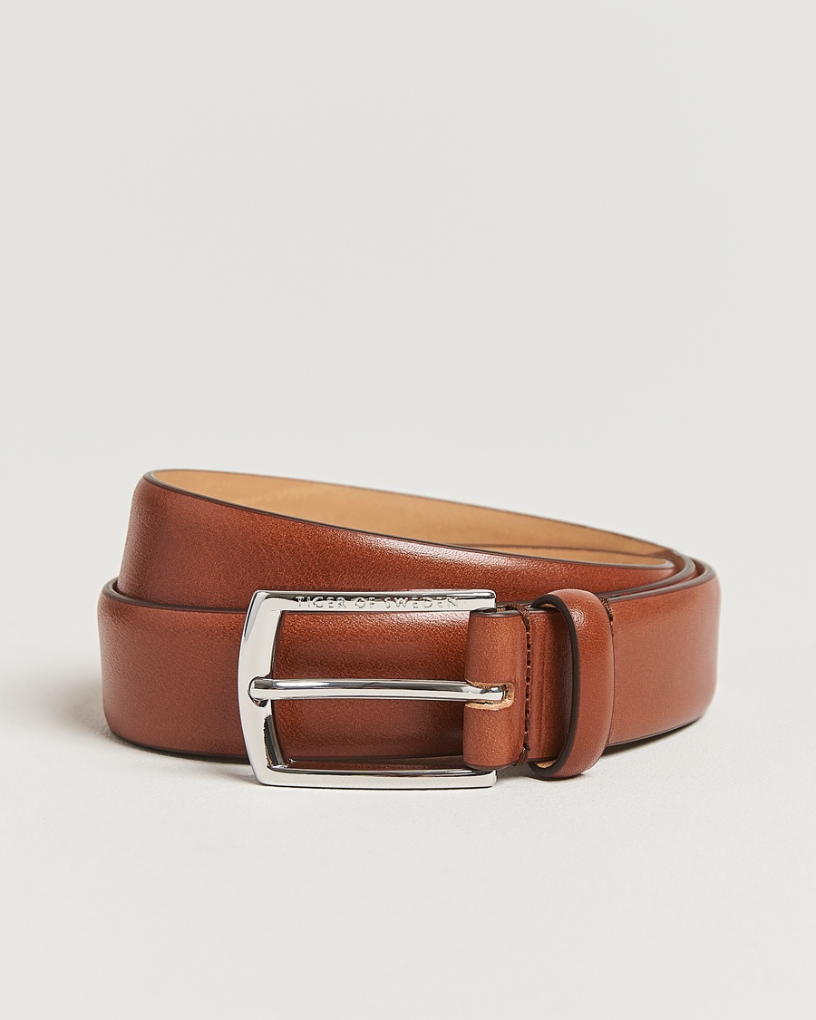 Tiger of Sweden Asenby Leather 3 cm Belt Cognac – Marrone