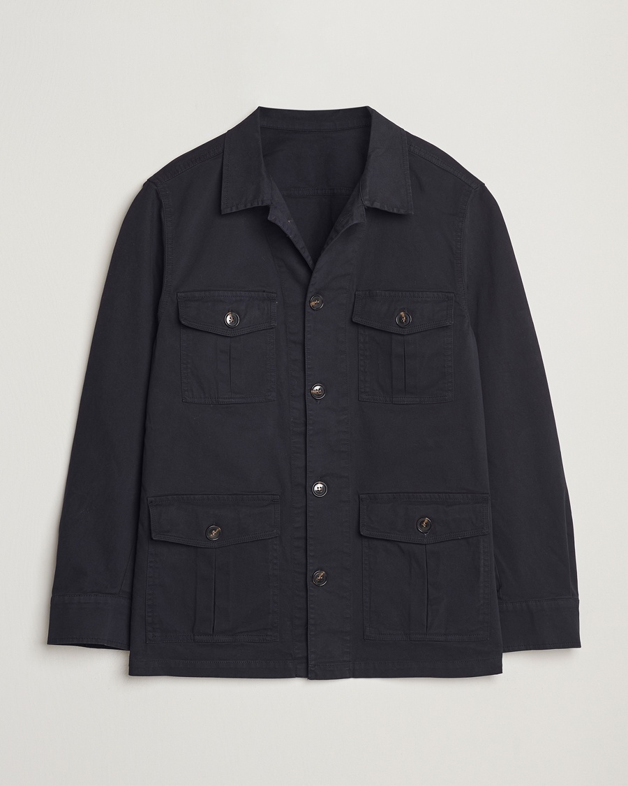 Oscar Jacobson Safari Shirt Jacket Navy – Blu