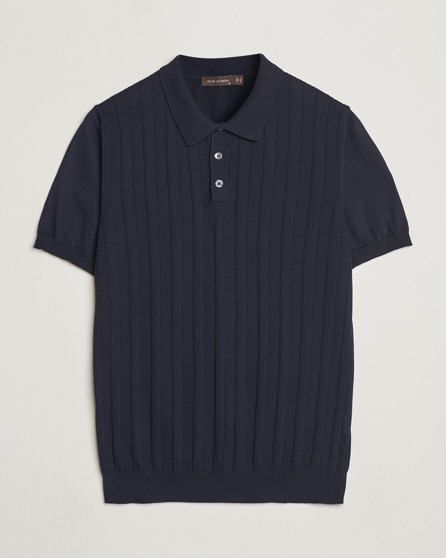 Oscar Jacobson Barto Structured Cotton Polo Navy – Blu