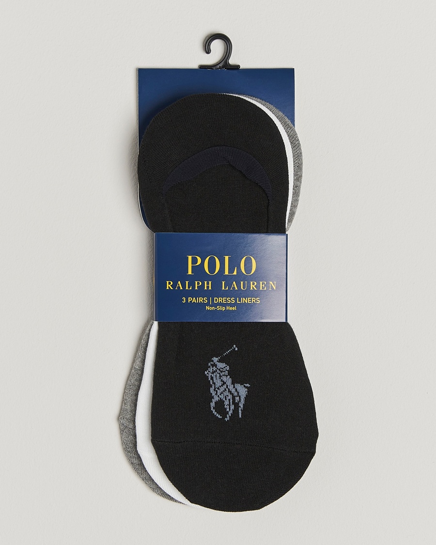 Polo Ralph Lauren 3-Pack No Show Big Pony Pony Socks Black/White/Grey – Bianco