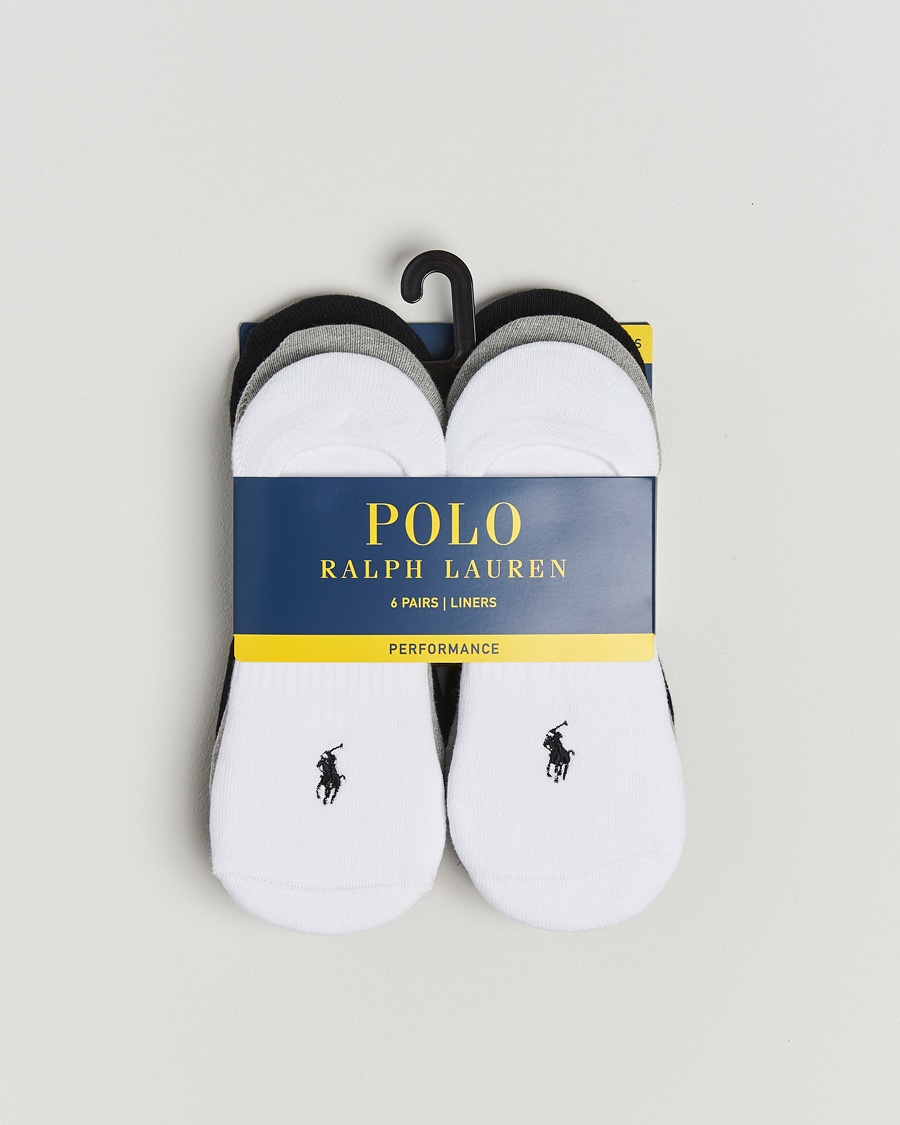 Polo Ralph Lauren 6-Pack No Show Big Pony Pony Socks Black/White/Grey – Bianco
