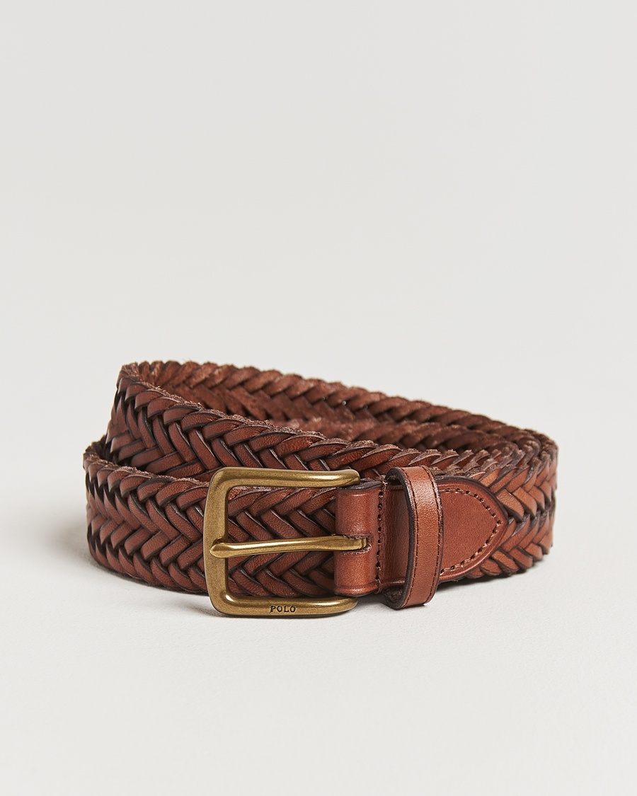 Polo Ralph Lauren Braided Leather Belt Polo Saddle – Marrone