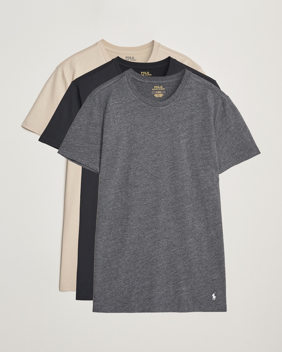 Polo Ralph Lauren 3-Pack Crew Neck T-Shirt Grey/Beige/Black – Grigio