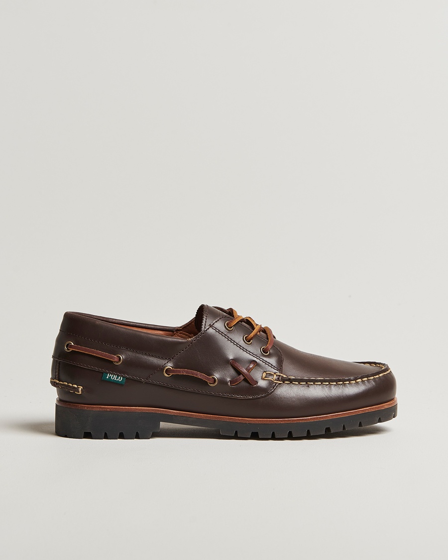 Polo Ralph Lauren Ranger Leather Boat Shoe Dark Brown – Marrone