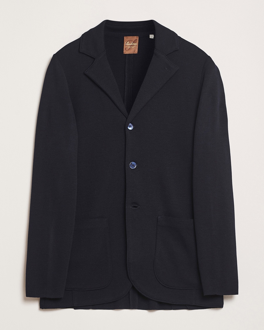 Stenströms Milano Knitted Merino Blazer Navy – Blu