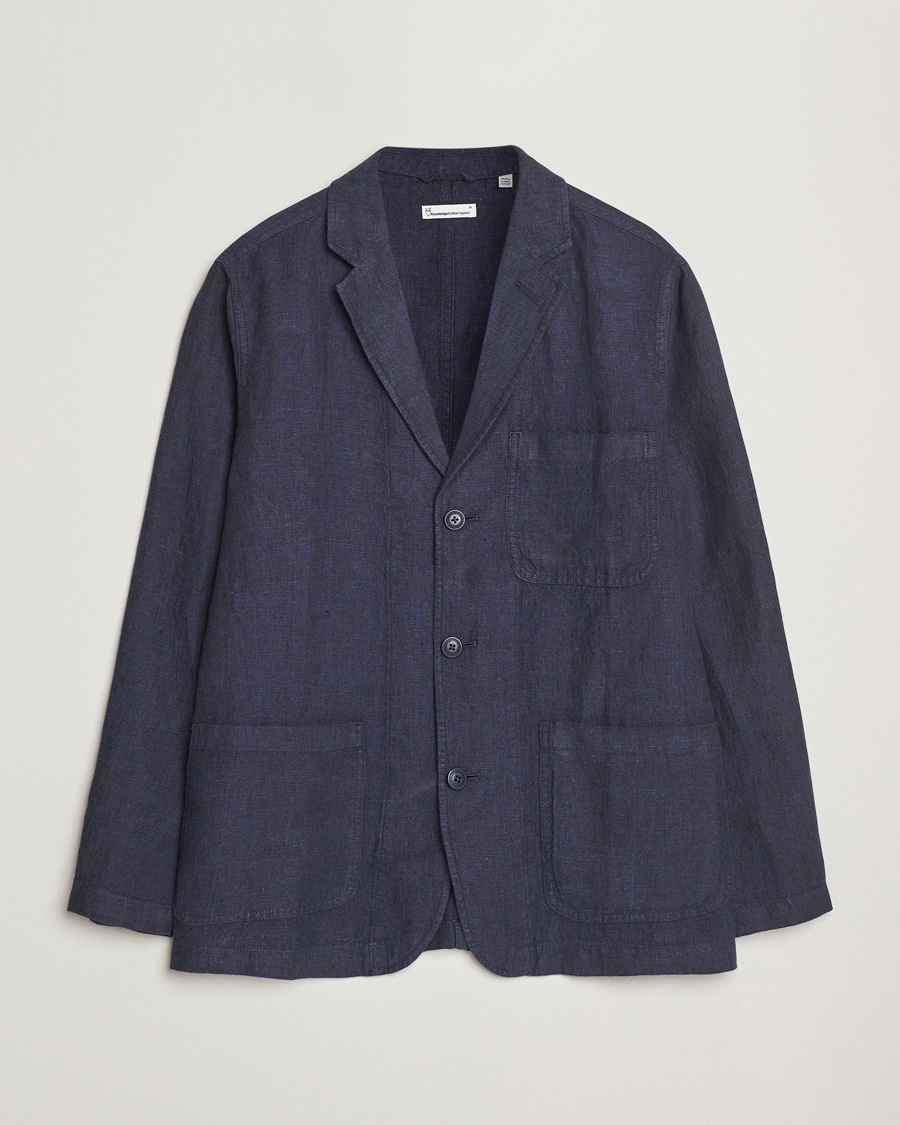 KnowledgeCotton Apparel Linen Blazer Total Eclipse – Blu