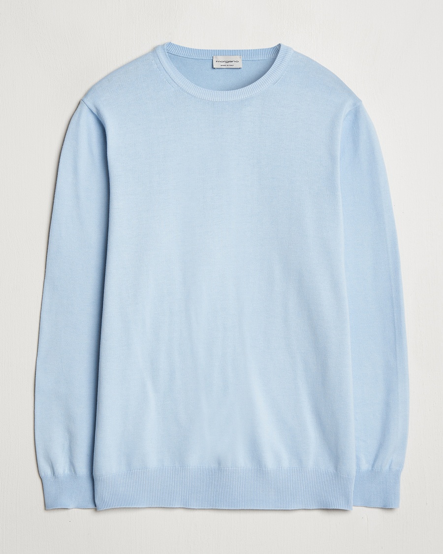 Morgano Supersoft Egyptian Cotton Crew Neck Light Blue – Blu