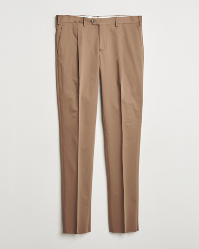 Lardini Pleated Cotton Stretch Trousers Light Brown – Marrone