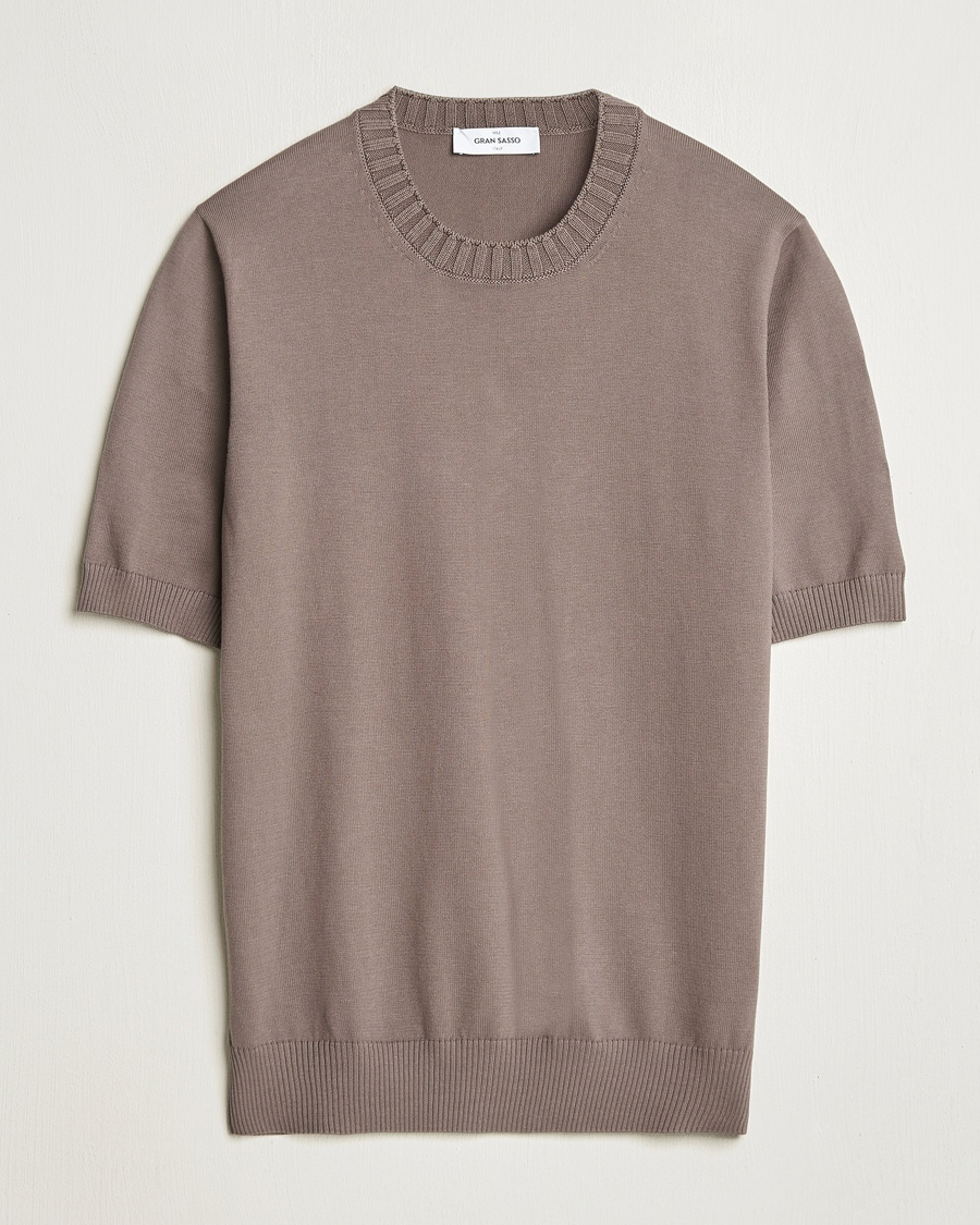 Gran Sasso Cotton Heavy Knitted Crew Neck T-Shirt Brown – Marrone