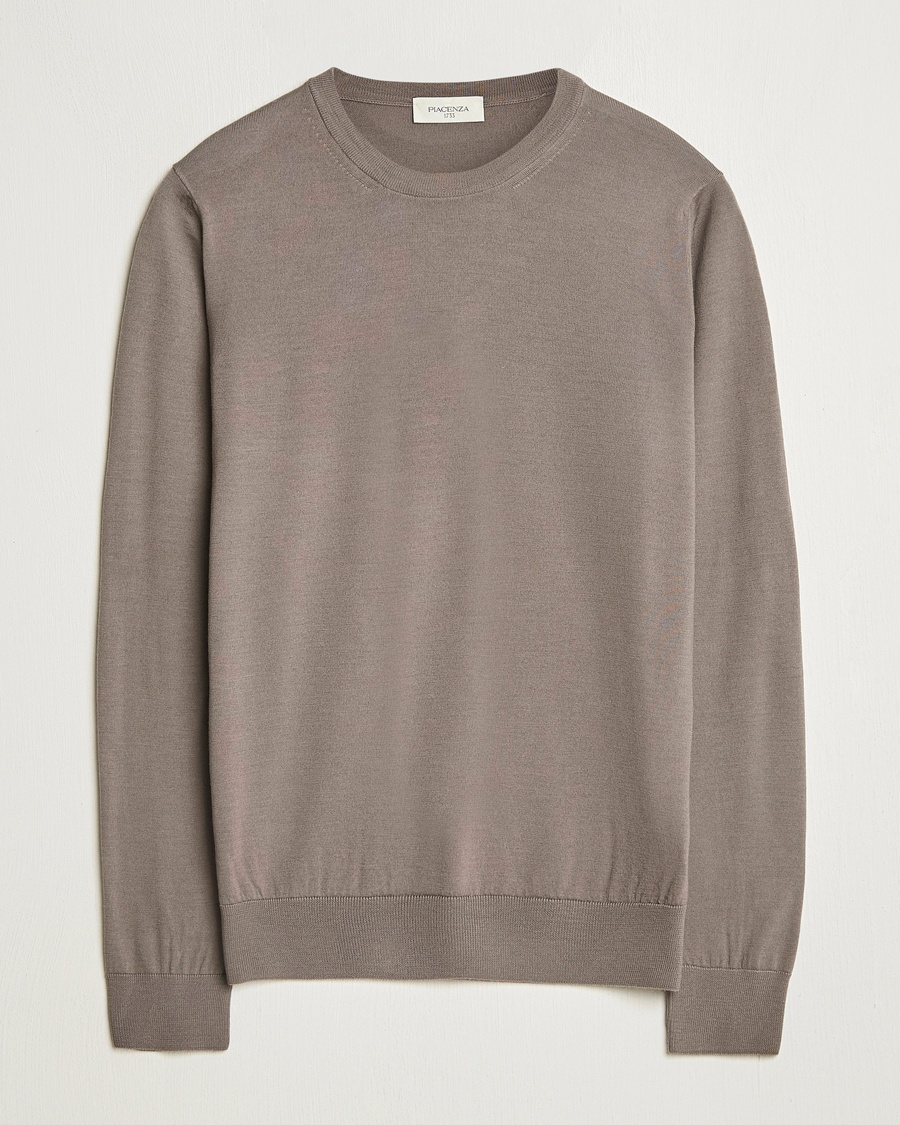 Piacenza Cashmere Merino Wool Crew Neck Sweater Taupe – Marrone