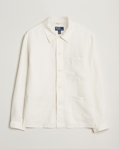 Polo Ralph Lauren Chore Linen Shirt Jacket Antique Cream – Bianco