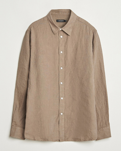 J.Lindeberg Linen Melange Shirt Nutmeg – Marrone