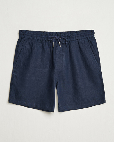 NN07 Gregor Linen Drawstring Shorts Navy Blue – Blu