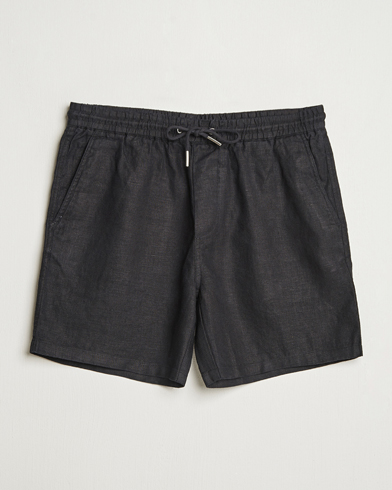 NN07 Gregor Linen Drawstring Shorts Black – Nero