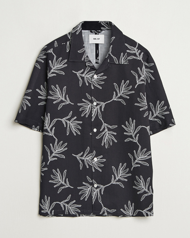 NN07 Ole Printed Cotton/Lyocell Resort Shirt Black – Nero