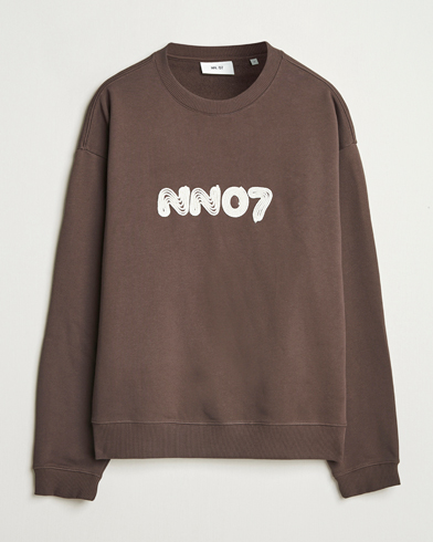 NN07 David Rope Logo Crew Neck Sweatshirt Coffee – Marrone