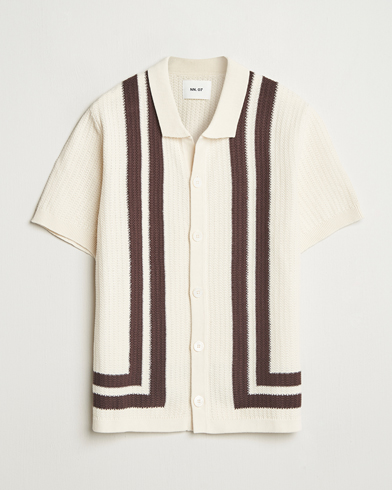 NN07 Ares Knitted Short Sleeve Shirt Ivory – Bianco