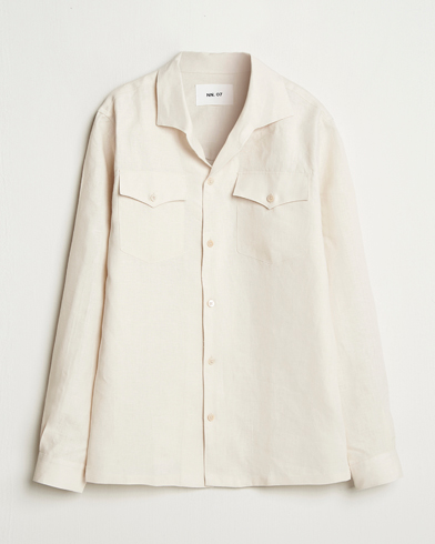 NN07 Pax Linen Western Shirt Ivory – Bianco