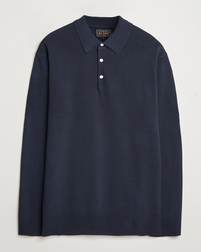 BEAMS PLUS Long Sleeve 12G Knit Polo Navy – Blu