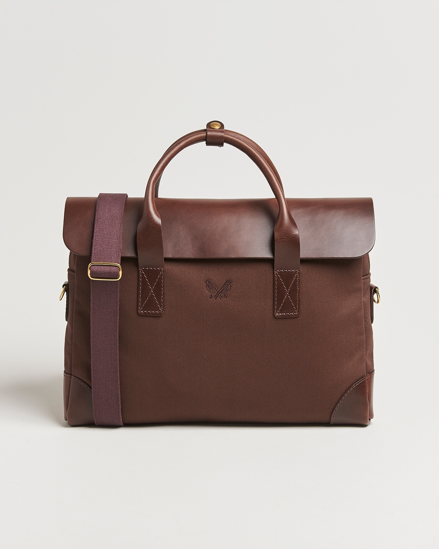 Bennett Winch Canvas Briefcase Chocolate – Marrone