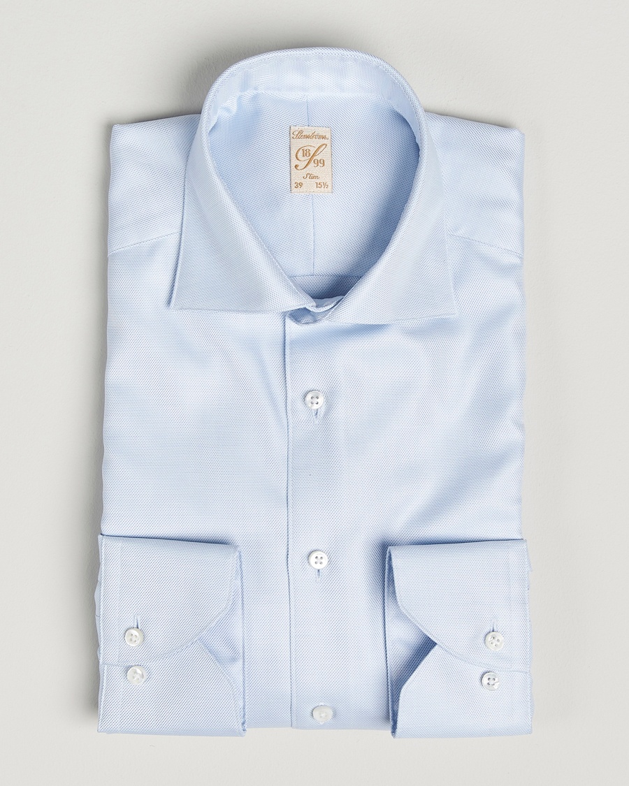 Stenströms 1899 Slim Cotton Twill Shirt Light Blue – Blu
