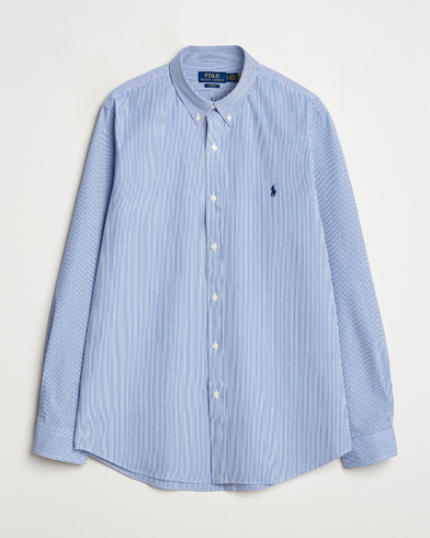 Polo Ralph Lauren Slim Fit Poplin Shirt Blue/White Hairline Stripe – Blu