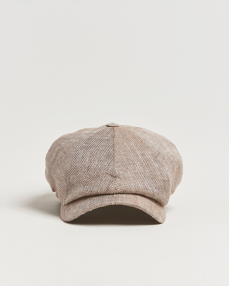 Wigéns Newsboy Classic Linen Herringbone Cap Brown – Marrone