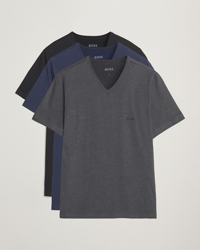 BOSS BLACK 3-Pack V-Neck T-Shirt Black/Blue/Grey – Blu