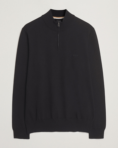 BOSS BLACK Padro Cotton Knitted Half Zip Black – Nero