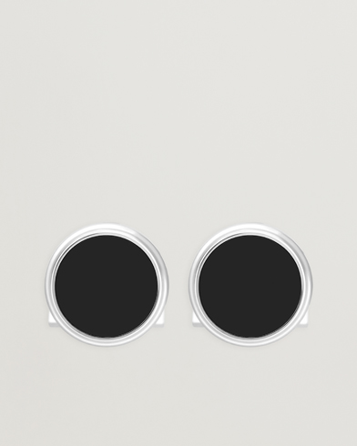 S.T. Dupont Cufflink Round Black/Pall Silver – Argento