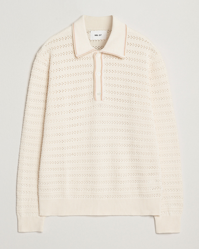 NN07 Josh Knitted Polo Ivory – Bianco