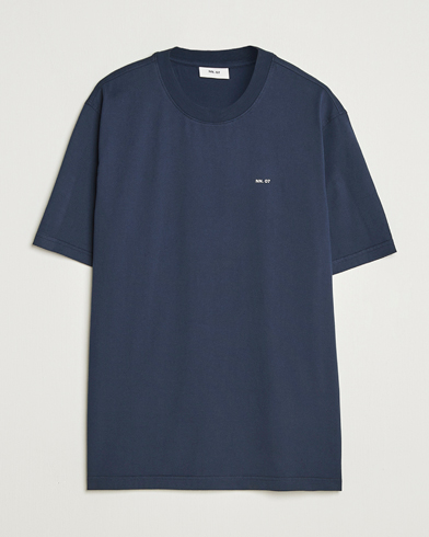 NN07 Abel Logo Crew Neck T-Shirt Navy – Blu