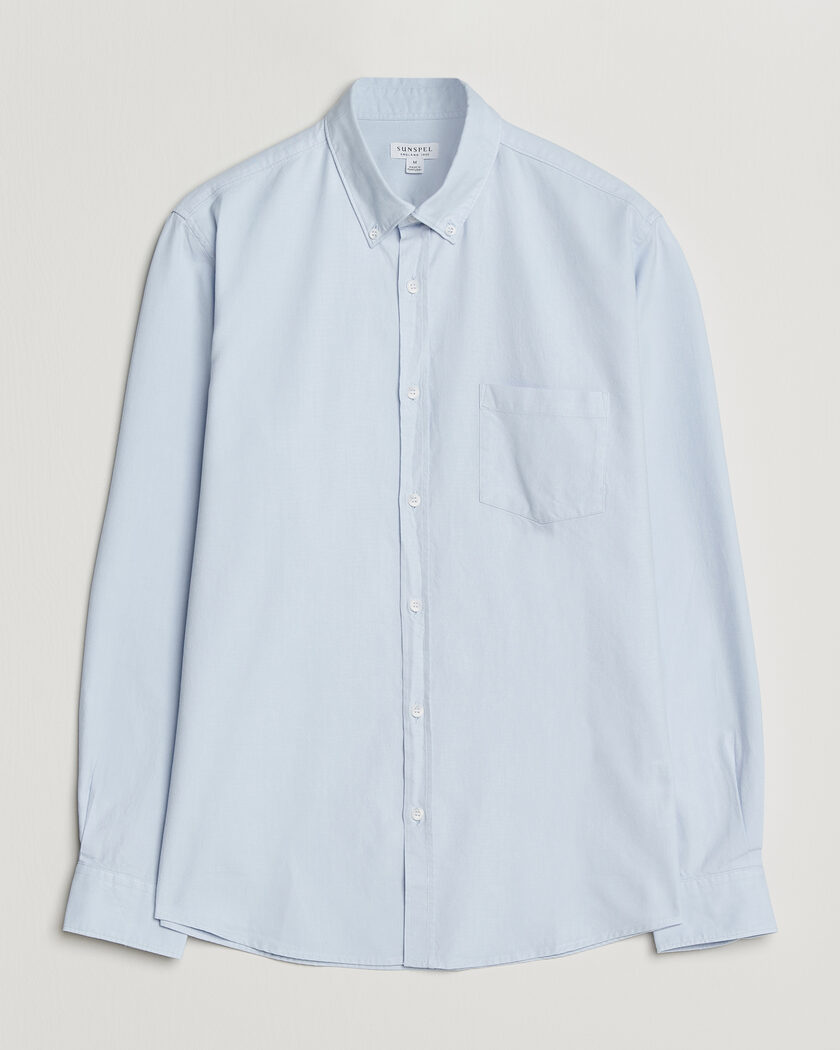 Sunspel Oxford Button Down Shirt Light Blue – Blu