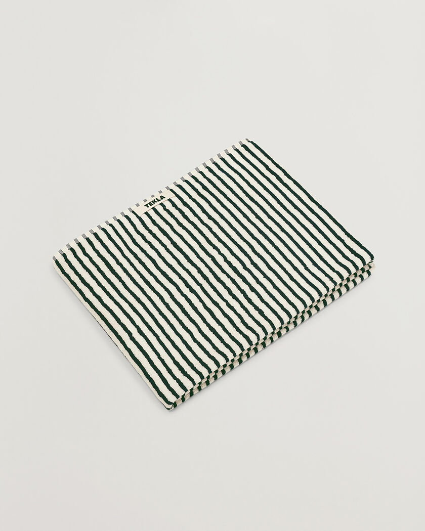 Tekla Organic Terry Bath Towel Racing Green Stripes – Verde